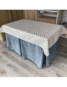 Ropa de Mesa Camilla Doble Grueso Gris con Tapete Libano Gris Multimedida