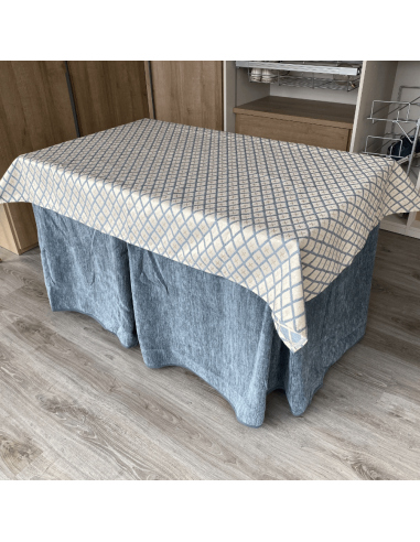 Ropa de Mesa Camilla Doble Grueso Gris con Tapete Libano Gris Multimedida