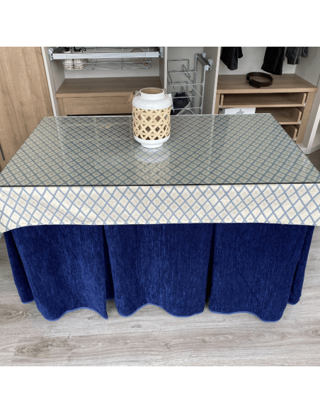 Conjunto doble grueso Azul Marino con tapete Líbano Gris