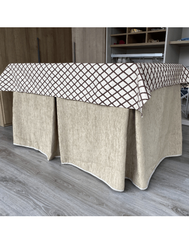 Ropa de Mesa de Camilla Doble Grueso Beige con Tapete Libano Choco Multimedida