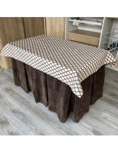 Ropa de Mesa Camilla Doble Grueso Chocolate con Tapete Libano Choco