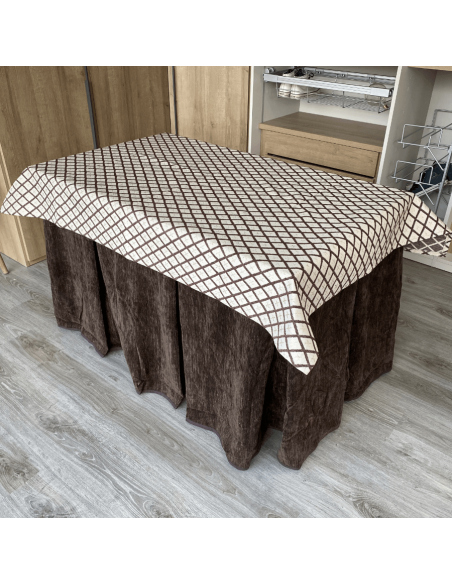 Ropa de Mesa Camilla Doble Grueso Chocolate con Tapete Libano Choco