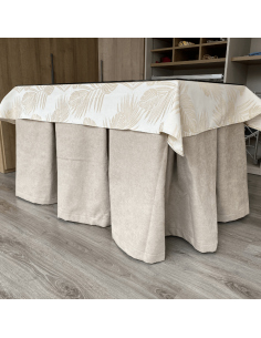 Conjunto Completo Antimanchas Aterciopelado Triple Grueso color Beige con Tapete Flor Beige 2