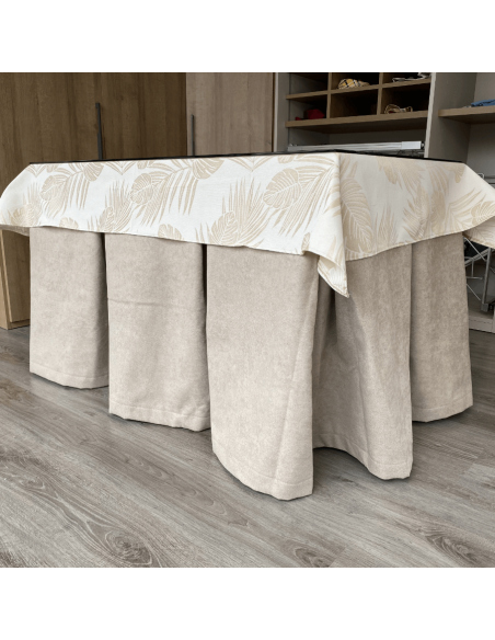 Conjunto Completo Antimanchas Aterciopelado Triple Grueso color Beige con Tapete Flor Beige