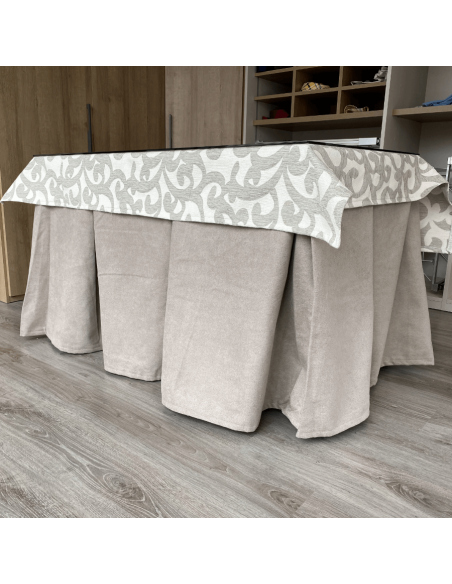 Conjunto Antimanchas Aterciopelado Triple Grueso color Beige con Tapete España Gris