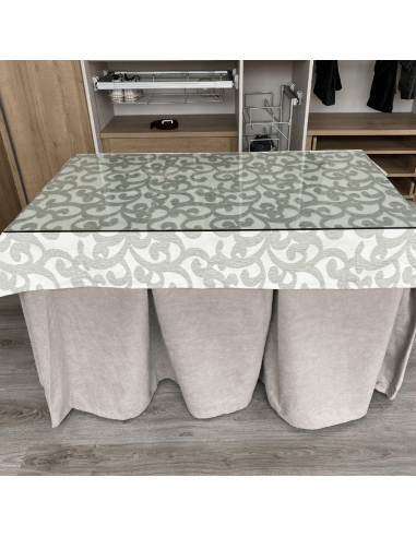 Conjunto Antimanchas Aterciopelado Triple Grueso color Beige con Tapete España Gris