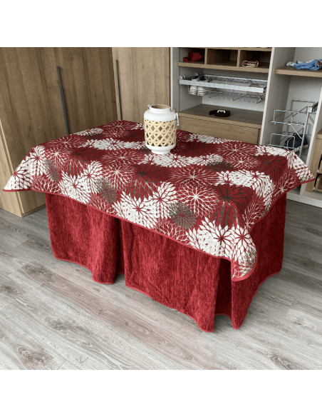 Ropa de Mesa Camilla Doble Grueso Granate con Tapete Eco Granate