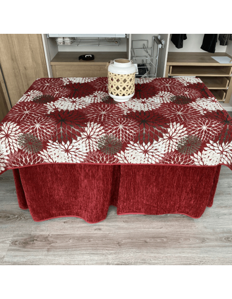 Ropa de Mesa Camilla Doble Grueso Granate con Tapete Eco Granate