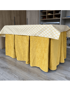 Ropa de Mesa Camilla Doble Grueso Mostaza con Tapete Libano Mostaza Multimedida 2
