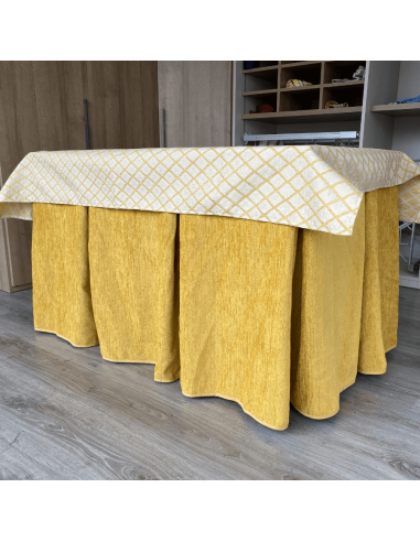 Ropa de Mesa Camilla Doble Grueso Mostaza con Tapete Libano Mostaza Multimedida
