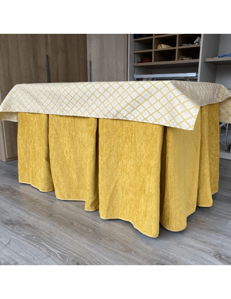 Ropa de Mesa Camilla Doble Grueso Mostaza con Tapete Libano Mostaza Multimedida