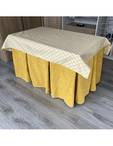 Ropa de Mesa Camilla Doble Grueso Mostaza con Tapete Libano Mostaza Multimedida