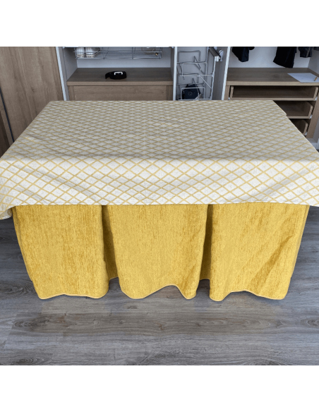 Ropa de Mesa Camilla Doble Grueso Mostaza con Tapete Libano Mostaza Multimedida