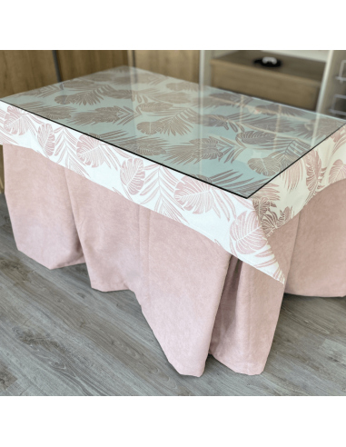 Conjunto Completo Antimanchas Aterciopelado Triple Grueso Rosa con Tapete Flor Rosa