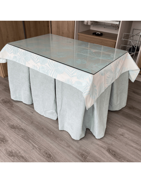 Conjunto Completo Antimanchas Aterciopelado Triple Grueso Verde con Tapete Flor Verde