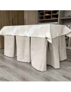 Ropa de Mesa Camilla Antimanchas Aterciopelada Triple Grueso Beige con Tapete Flor Beige Multimedida 2