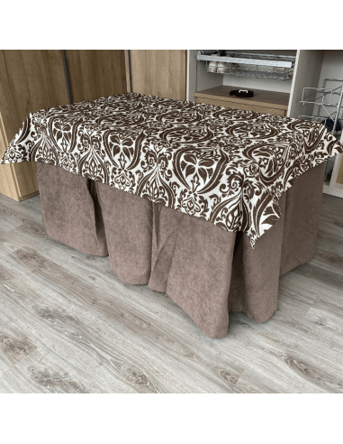 Ropa de Mesa Camilla Antimanchas Aterciopelada Triple Grueso Choco con Tapete Amaranto Choco Multimedida