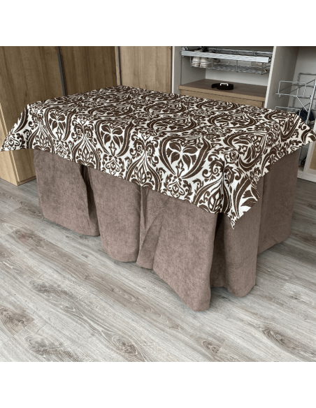 Ropa de Mesa Camilla Antimanchas Aterciopelada Triple Grueso Choco con Tapete Amaranto Choco Multimedida