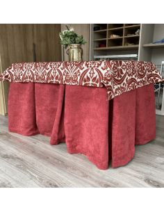 Ropa de Mesa Camilla Antimanchas Aterciopelada Triple Grueso Granate con Tapete Amaranto Granate Multimedida 2