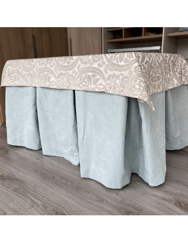 Ropa de Mesa de Camilla Antimanchas Aterciopelada Triple Grueso Roca con Tapete Amaranto Gris Multimedida