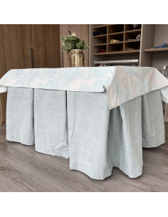 Ropa de Mesa Camilla Antimanchas Aterciopelada Triple Grueso Verde con Tapete Flor Verde Multimedida 2