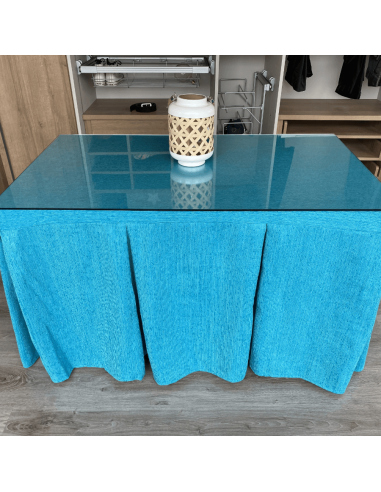 Conjunto Elegante 10 Pliegues Turquesa