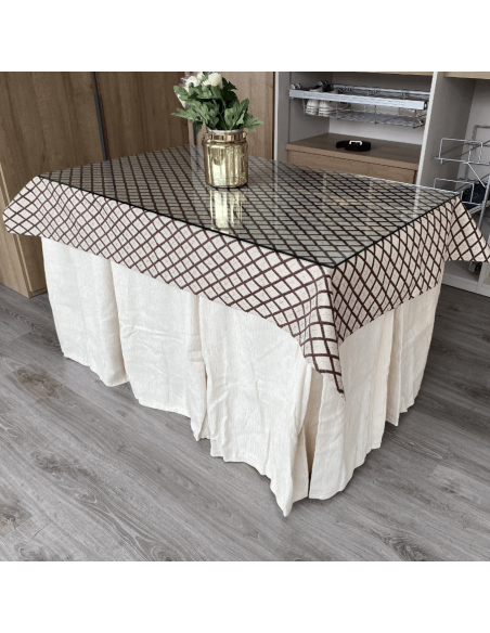 Conjunto Elegante 10 Pliegues Marfil con Tapete Líbano Choco