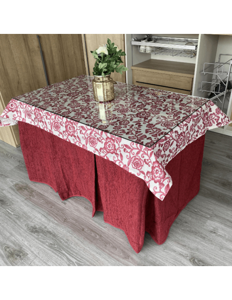 Conjunto Elegante 10 Pliegues Granate con Tapete Eco Granate