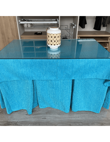 Conjunto Elegante 10 Pliegues Turquesa con Tapete Miranda Turquesa