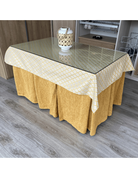 Conjunto Elegante 10 Pliegues Mostaza con Tapete Libano Mostaza