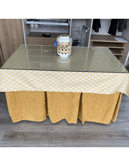 Conjunto Elegante 10 Pliegues Mostaza con Tapete Libano Mostaza