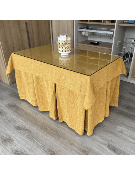 Conjunto Elegante 10 Pliegues Mostaza con Tapete Miranda Mostaza