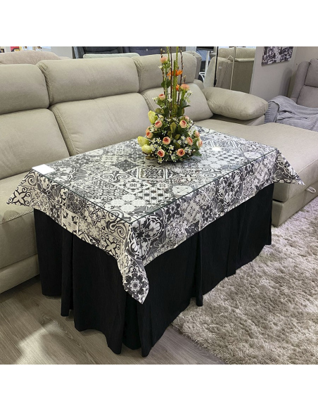 Conjunto Ropa Elegante 10 Pliegues Negro con Tapete Azulejo