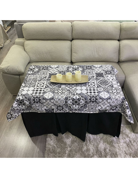 Conjunto Ropa Elegante 10 Pliegues Negro con Tapete Azulejo