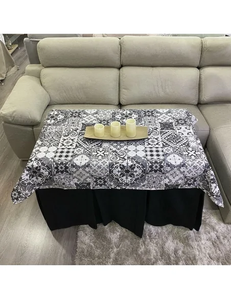 Conjunto Ropa Elegante 10 Pliegues Negro con Tapete Azulejo