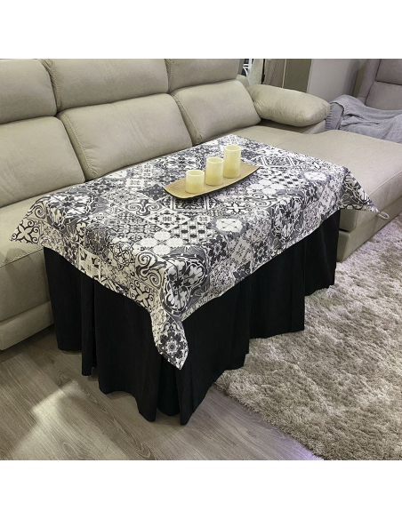 Conjunto Ropa Elegante 10 Pliegues Negro con Tapete Azulejo