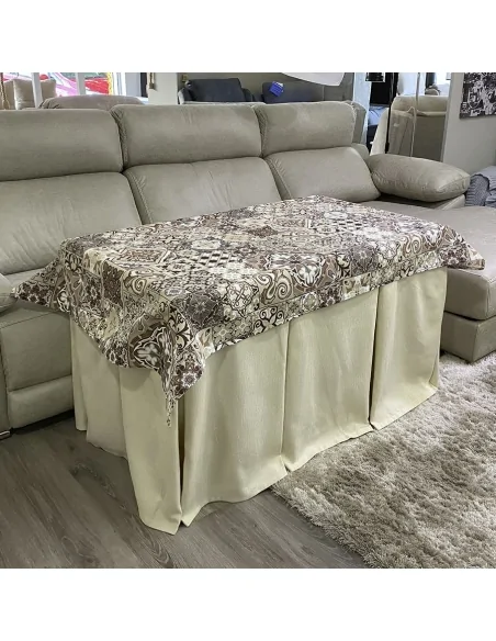 Conjunto Ropa Elegante 10 Pliegues Beige con Tapete Azulejo