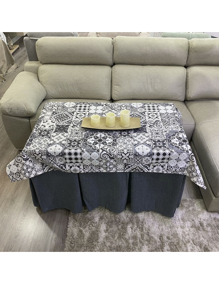 Conjunto Ropa Elegante 10 Pliegues Gris con Tapete Azulejo