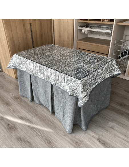 Conjunto chenilla 8 pliegues Gris costura reforzada con tapete Eco Gris