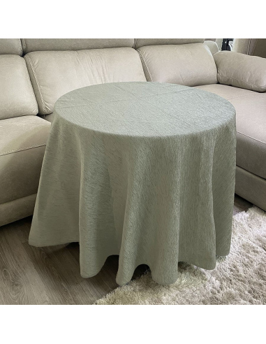 Ropa Mesa Redonda Chenilla Costura Reforzada color Gris Claro