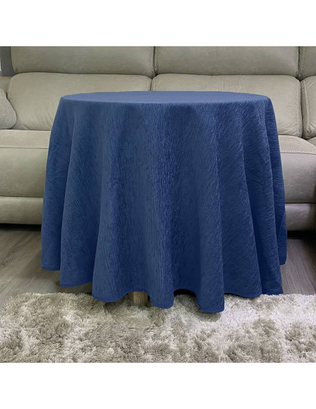 Conjunto Mesa Redonda + Ropa Chenilla Costura Reforzada color Azul Multimedida