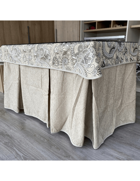 Conjunto chenilla 8 pliegues Beige costura reforzada con tapete Eco Beige