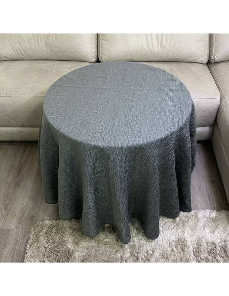 Conjunto Mesa Redonda + Ropa Chenilla Costura Reforzada color Gris Multimedida