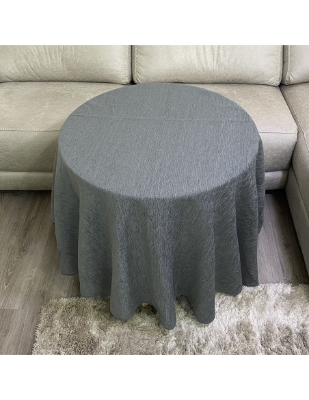 Conjunto Mesa Redonda + Ropa Chenilla Costura Reforzada color Grafito Multimedida