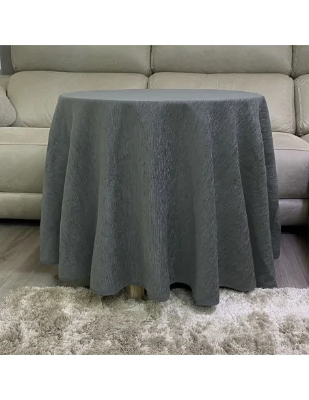 Conjunto Mesa Redonda + Ropa Chenilla Costura Reforzada color Grafito Multimedida