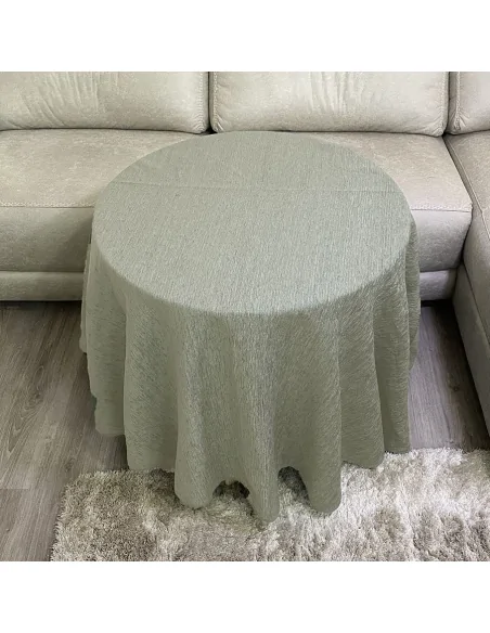 Conjunto Mesa Redonda + Ropa Chenilla Costura Reforzada color Gris Claro Multimedida