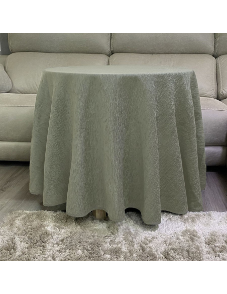 Conjunto Mesa Redonda + Ropa Chenilla Costura Reforzada color Gris Claro Multimedida