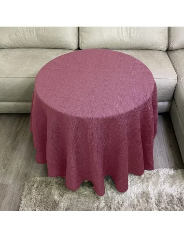 Conjunto Mesa Redonda + Ropa Chenilla Costura Reforzada color Rosa Salmón Multimedida