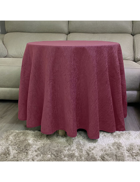 Conjunto Mesa Redonda + Ropa Chenilla Costura Reforzada color Rosa Salmón Multimedida