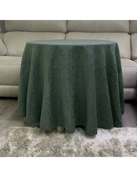 Conjunto Mesa Redonda + Ropa Chenilla Costura Reforzada color Verde Multimedida